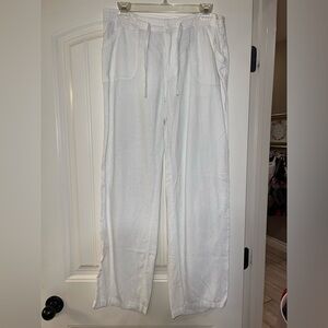 Divided White Straight Leg Pants